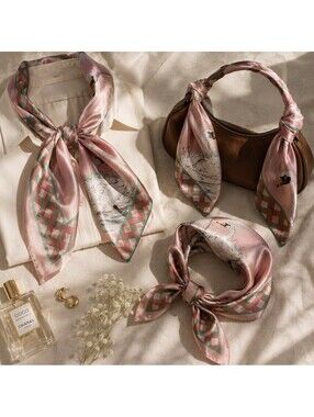 Vintage Perry Ellis Silk Swan Scarf Cottagecore Coquette